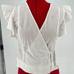 GANNI BNWT Elegant White Wrap Top Ruffle